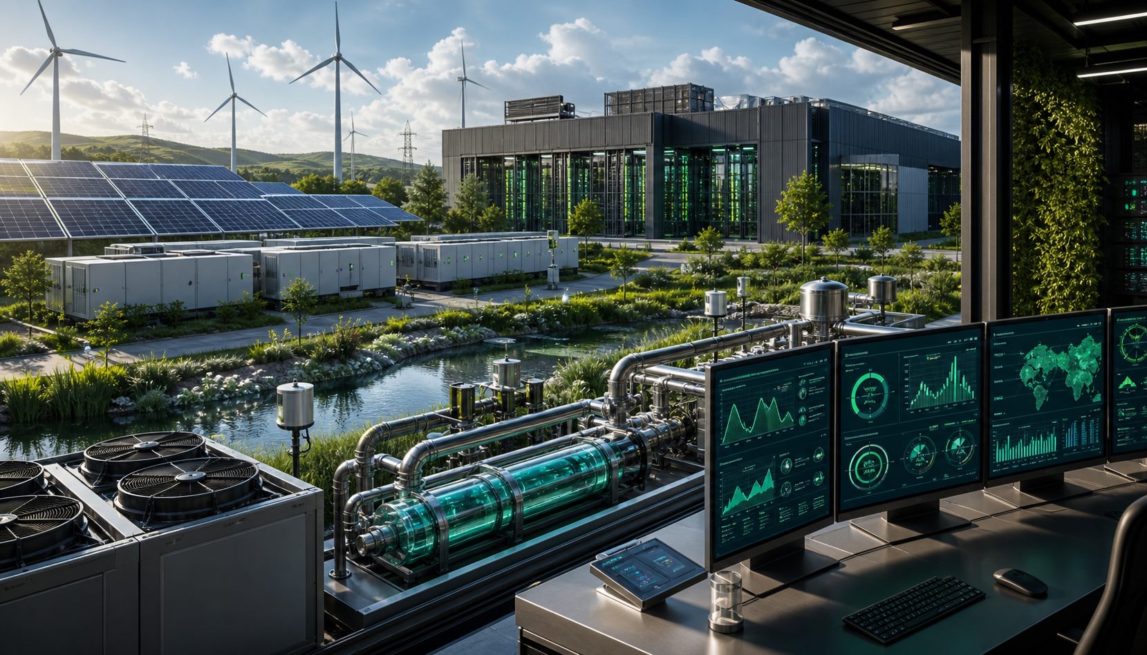 Data center monitoring systems tracking energy, water, cooling, and infrastructure