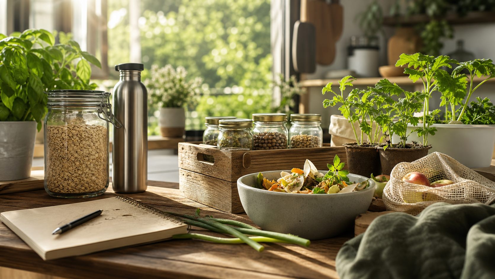 Reusable containers, seedlings, food storage, and everyday sustainable living supplies