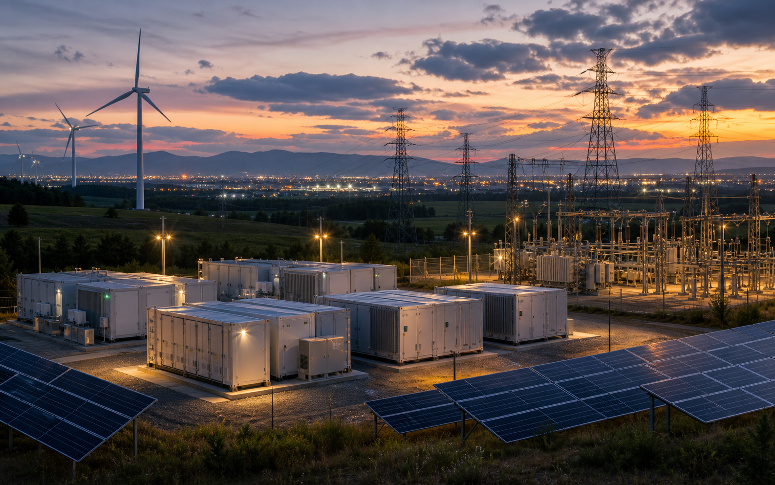 Battery storage and renewable energy grid infrastructure