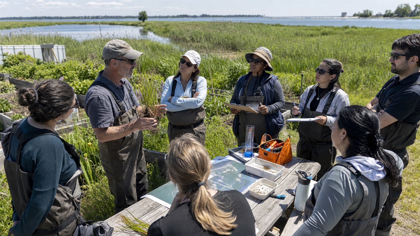 South Jersey teachers take part in hands-on climate training beside a coastal salt marsh and community garden.