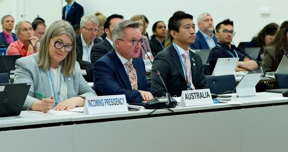 Delegates participate in an international climate reporting meeting.