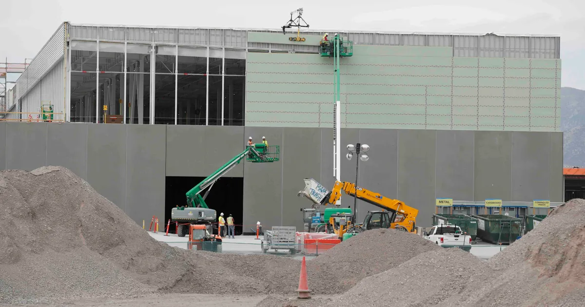 Large data-center building under construction.