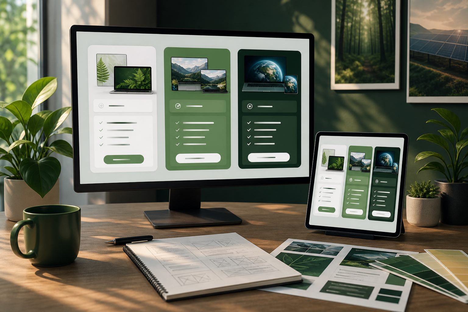 ACC-themed website package options displayed on screens
